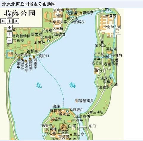 以下是小编为游客们提供北海公园的旅游地图,北海公园景点方位图,北海