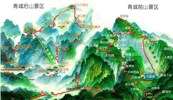 青城山的旅游路线图图片