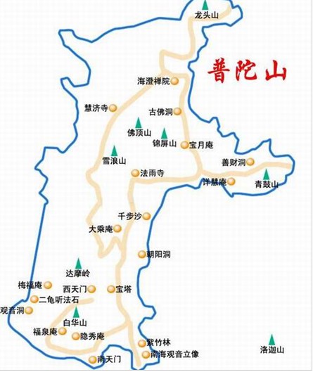 普陀山旅游地图_普陀山的地图